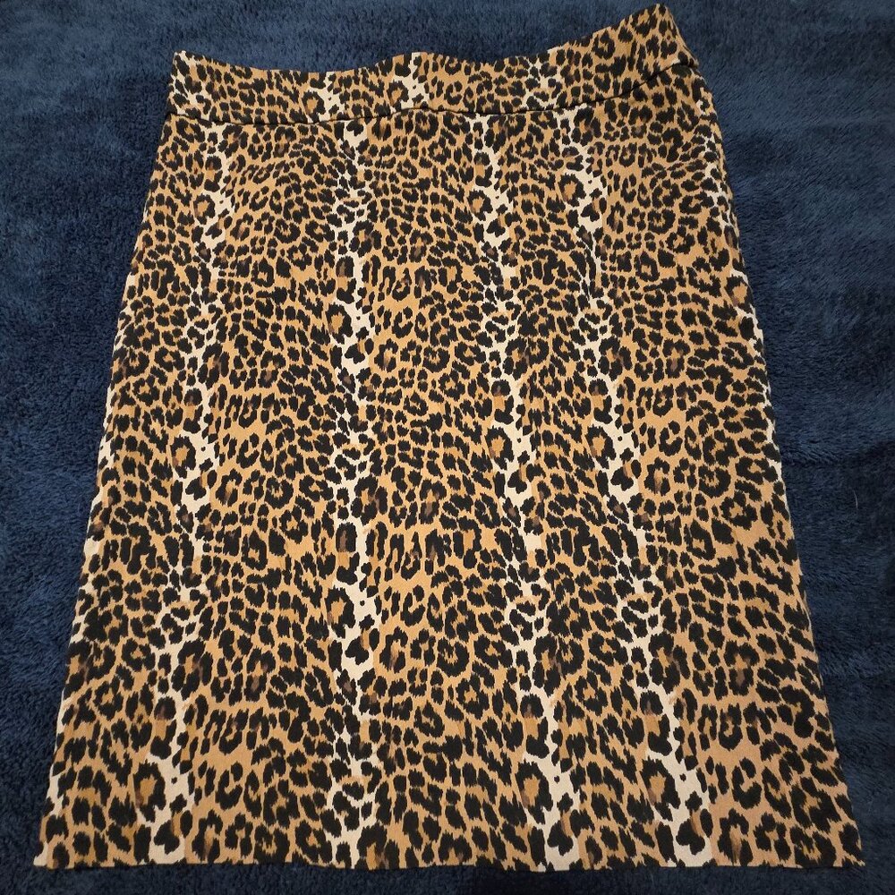 Cleo Brand Leopard Pattern Back Slit Skirt